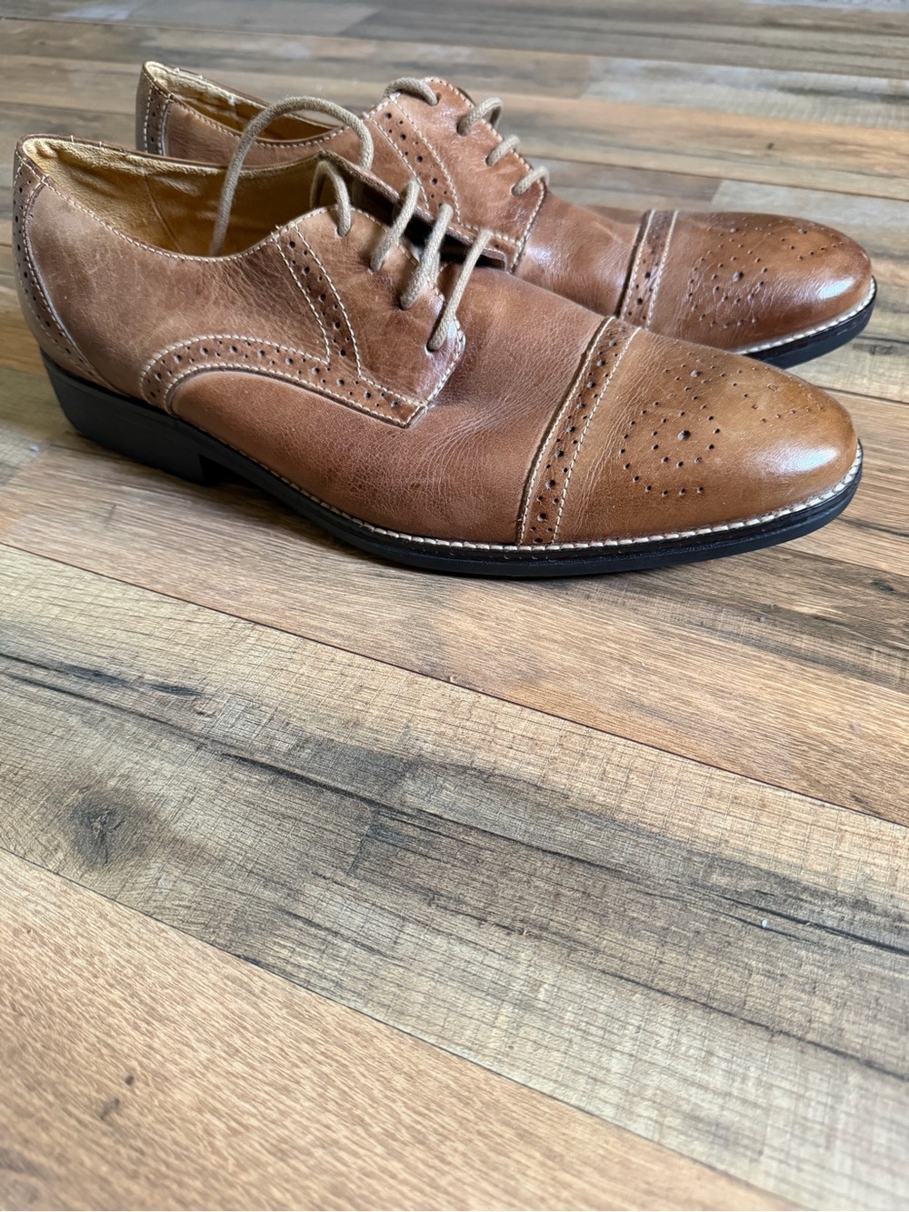 Standro Tan Leather Dress Shoes made in Brazil comfort soft and gel